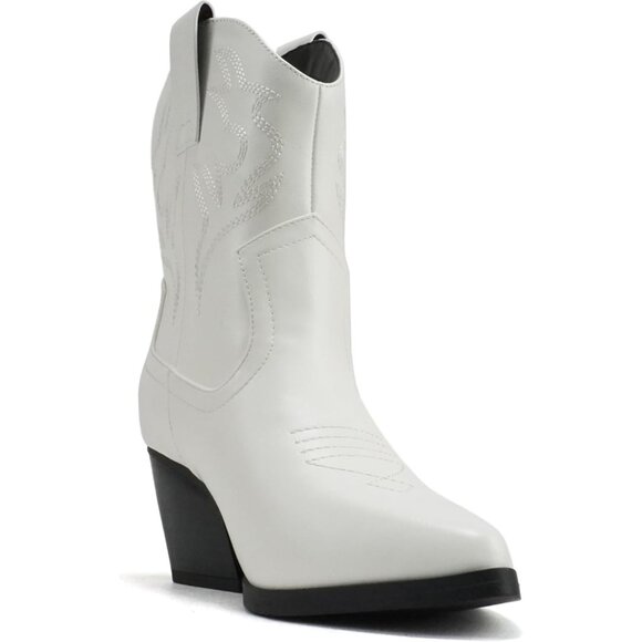 Blazing Ankle Boot Women White Pointe Toe Low Heel - Picture 4 of 5